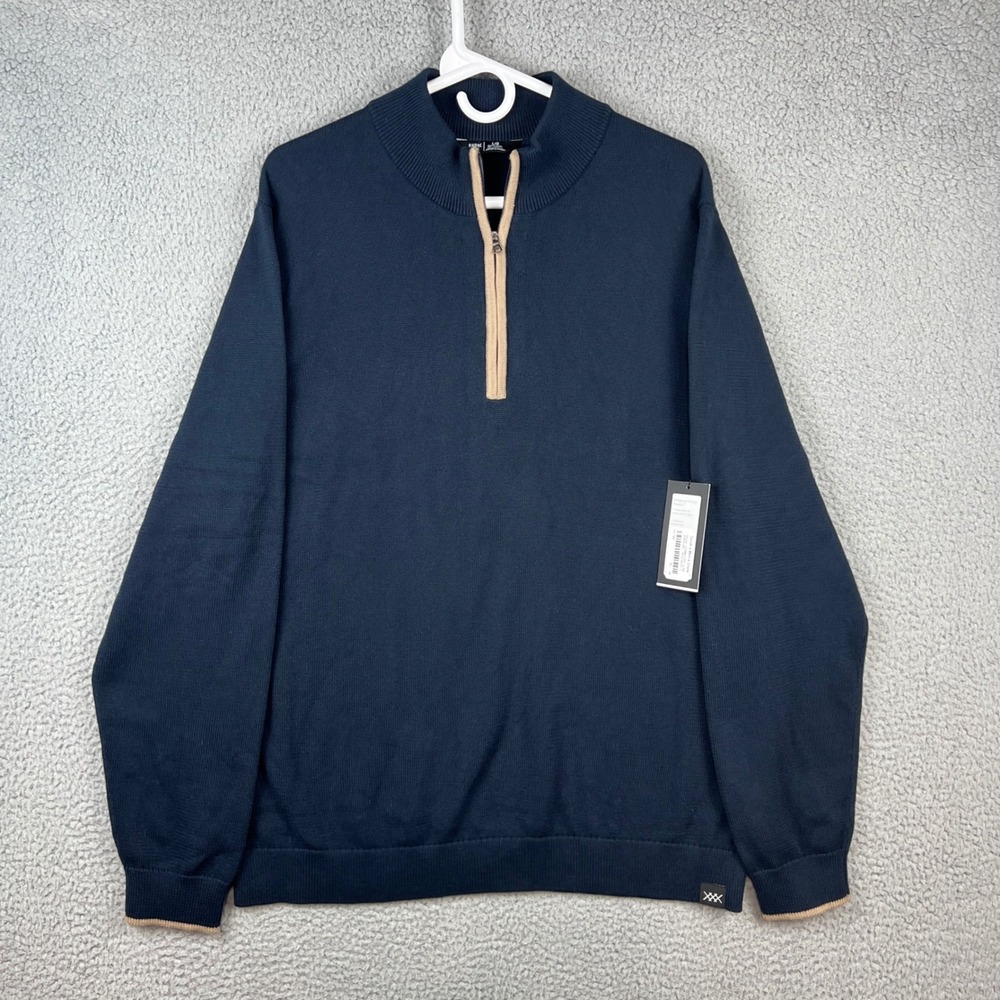 Rhone Commuter 1/4 Zip Sweater Mens Large True Navy Blue Pullover 101972 NEW